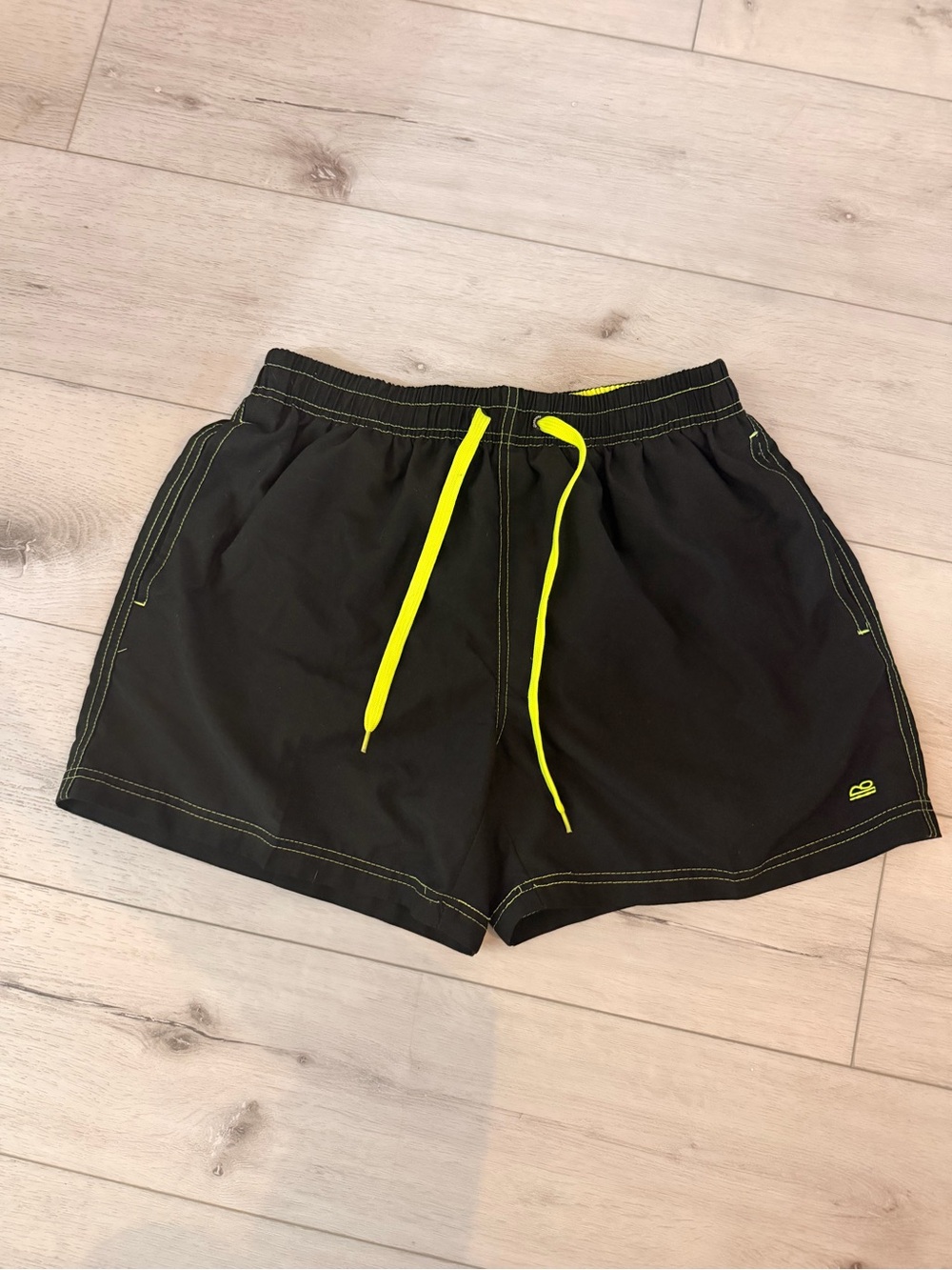 Women’s Black Athletic Shorts with Neon Yellow Detailing